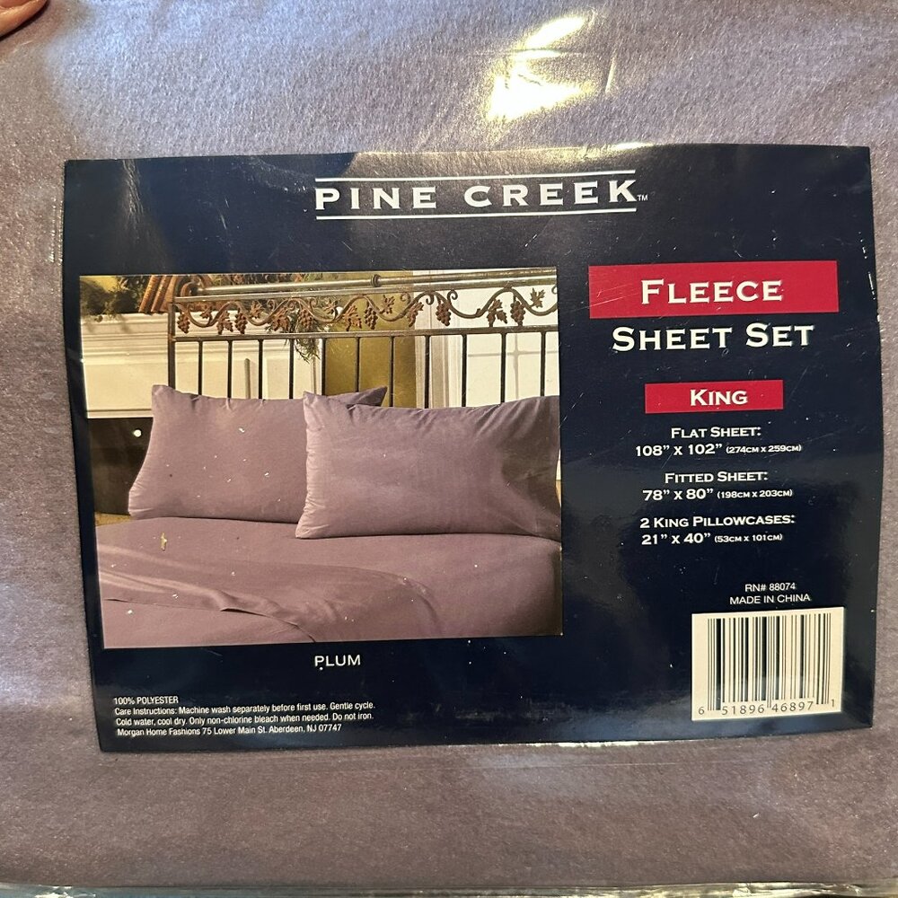King Size Fleece Sheet Set Plum Purple Super Soft Extra Plush Polar Fleece